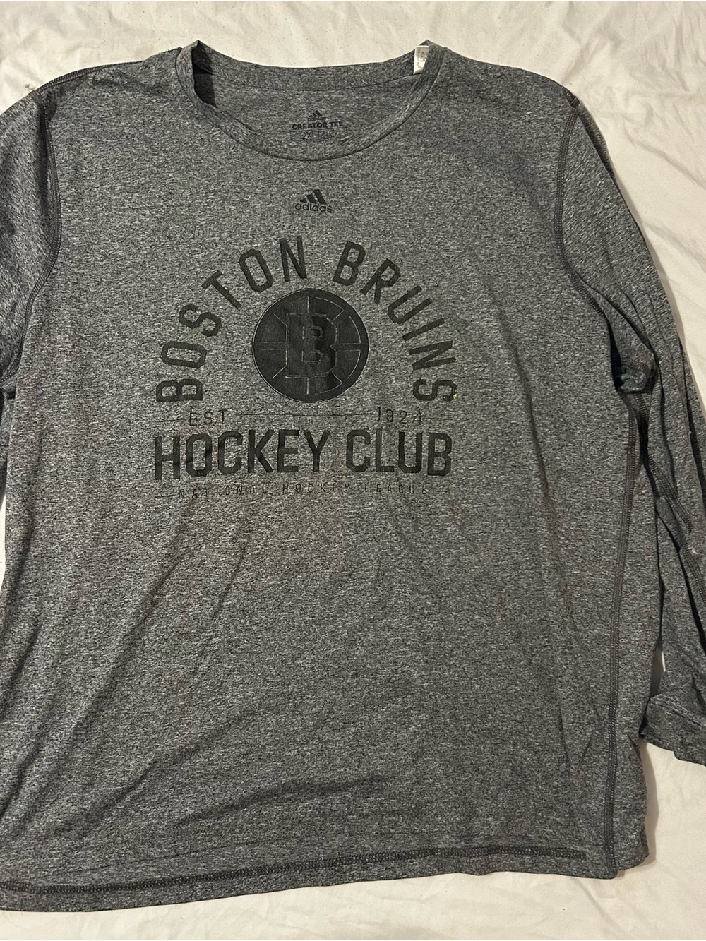 adidas Gray Boston Bruins Hockey Club Long Sleeve Tee